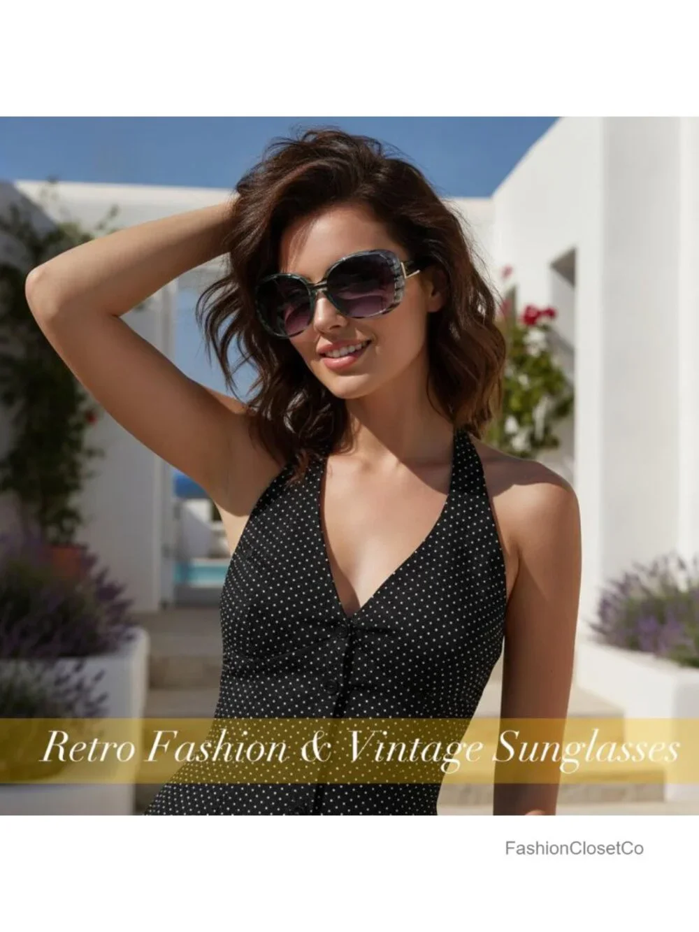 Vintage Oversized Square Sunglasses UV400 Protection Retro Lightweight